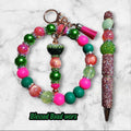 Bright pink and green heart - Blessed Bead worx