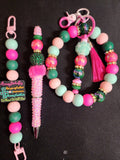 Customizable wristlet Keychain combo with phone charm - Blessed Bead worx
