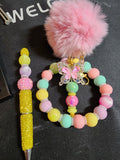 Customizable wristlet with Keychain - Blessed Bead worx