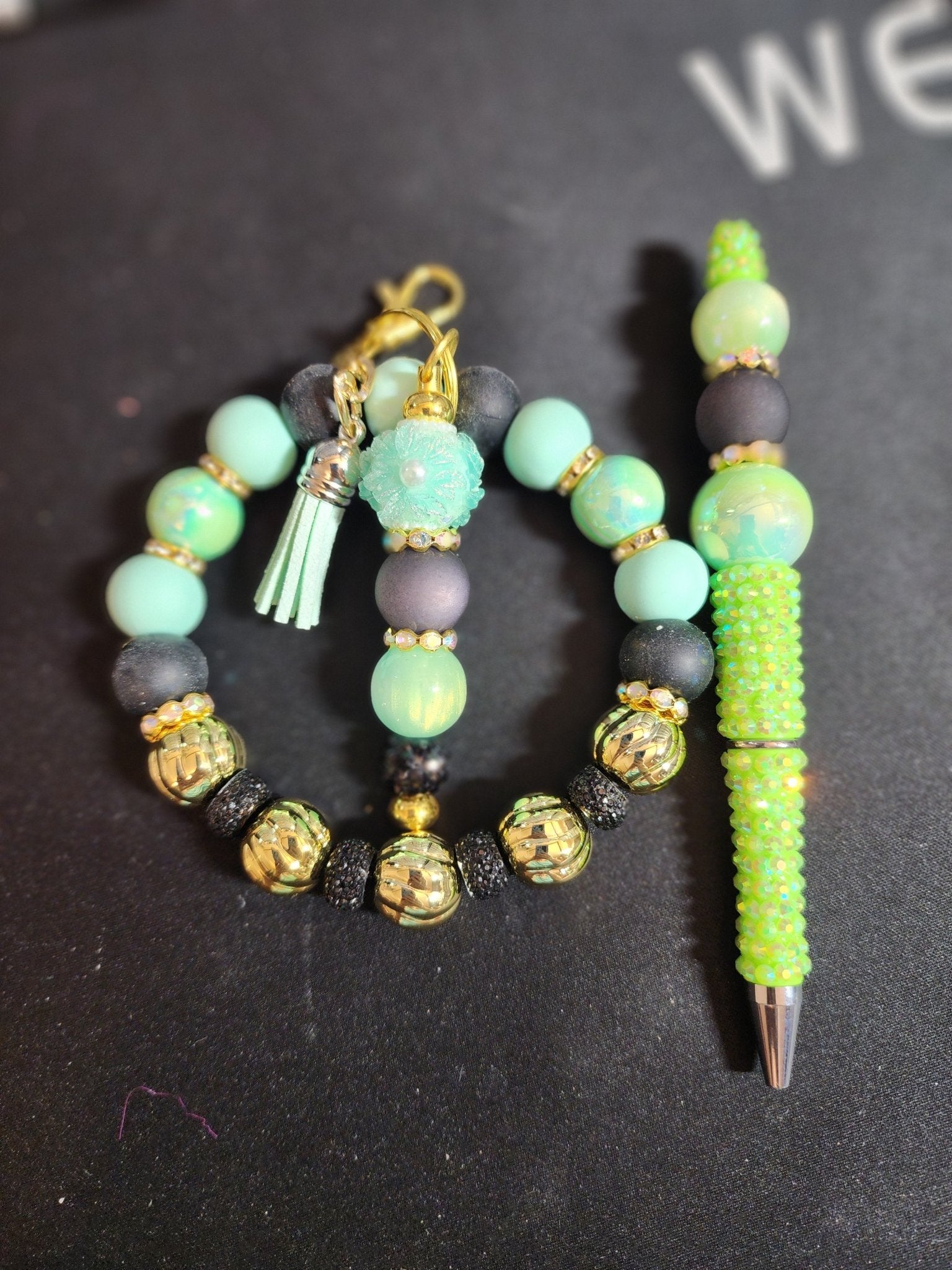 Mint Green, Gold, Black - Blessed Bead worx