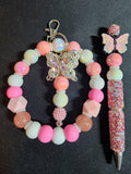Pink white butterfly - Blessed Bead worx