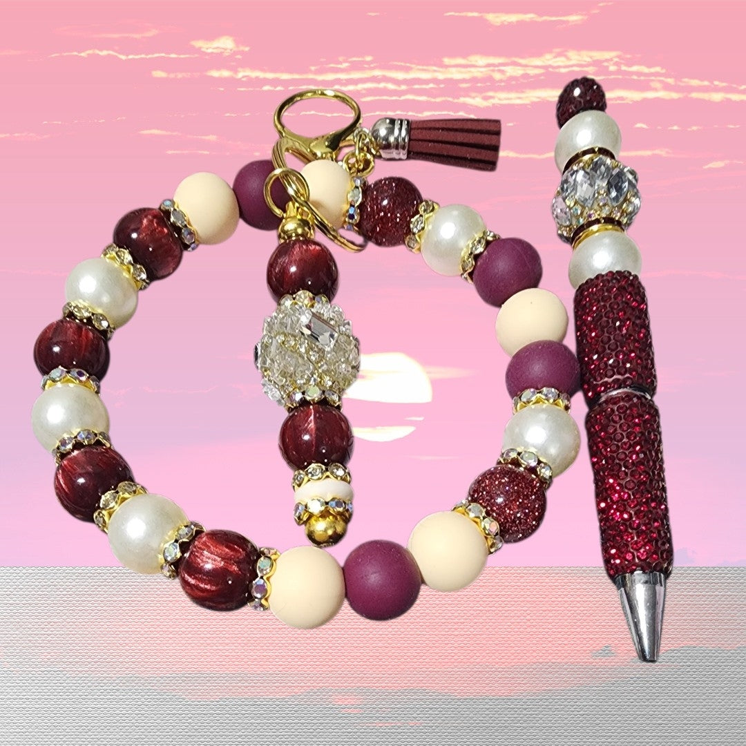 Burgandy and cream set