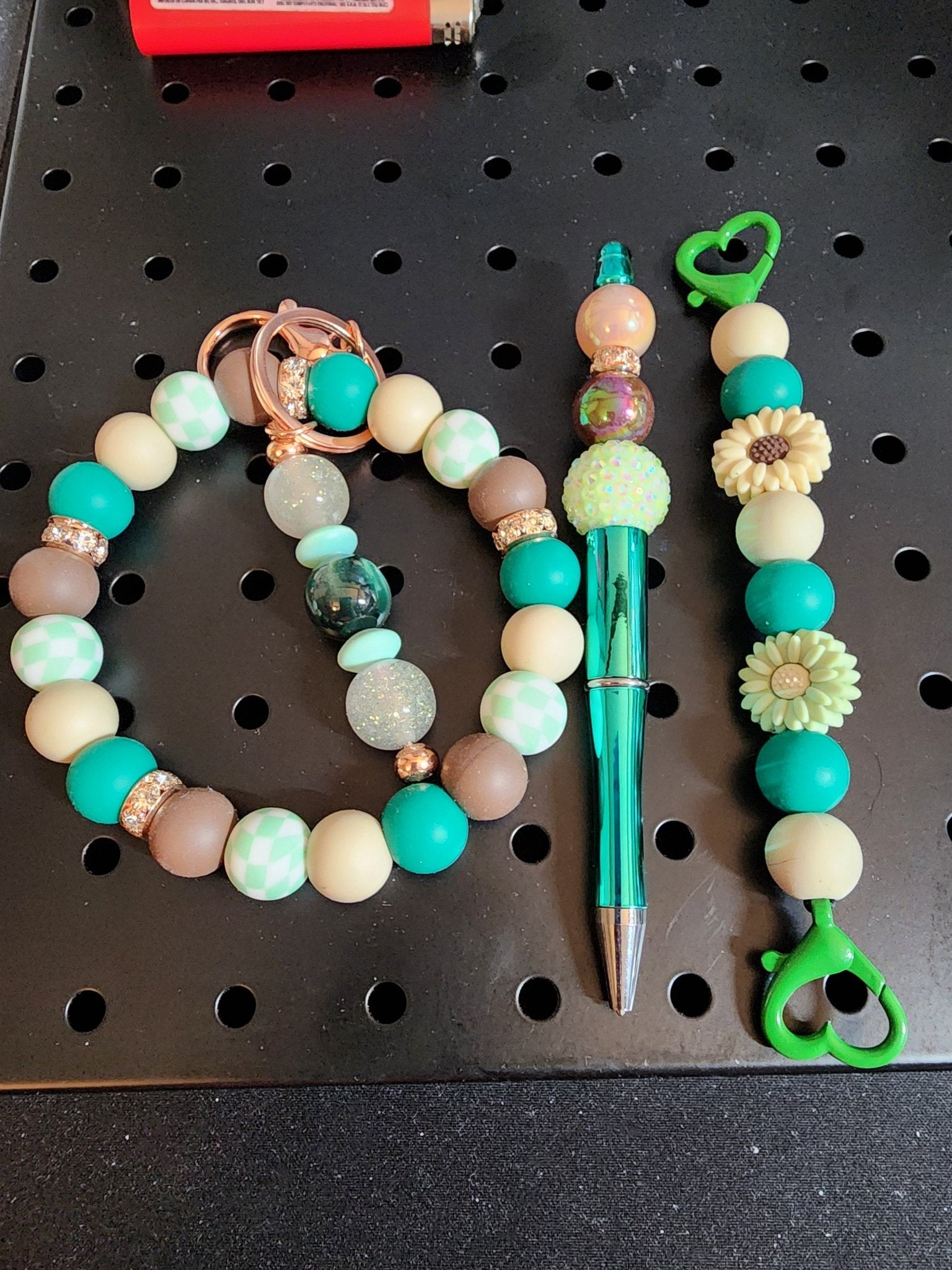 Wristlet Keychain combo with pen and phone strap - Blessed Bead worx